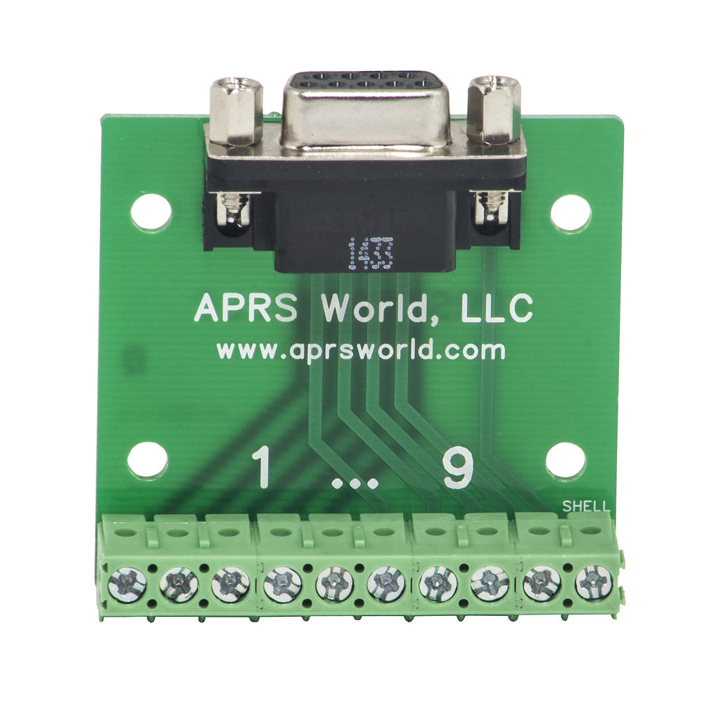 APRS6592: DB9 Female Breakout Board to Screw Terminals